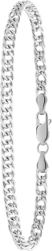 Lucardi Heren Gerecycled zilveren herenarmband dubbele - Armband - 925 Zilver