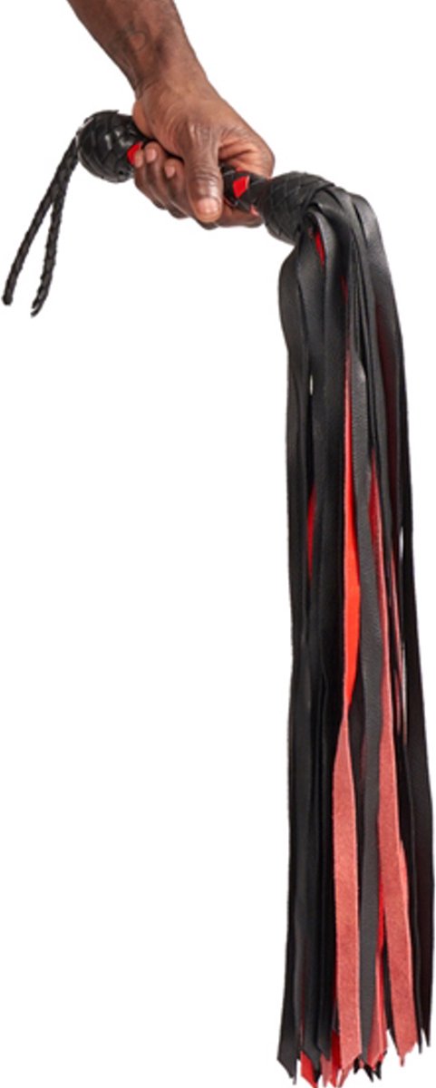 Mister b impact premium leren flogger - zwart rood