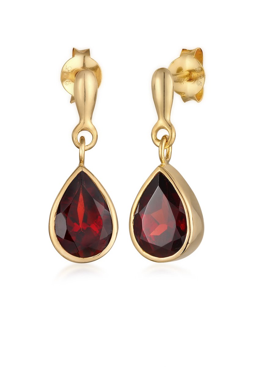 Elli PREMIUM - Oorbellen - Elli PREMIUM Oorhangers Dames druppel Elegant met Granaat in 925 sterling zilver verguld - Dames