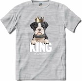 King Of Cuteness | Honden - Dogs - Hond - T-Shirt - Unisex - Donker Grijs - Gemêleerd - Maat L