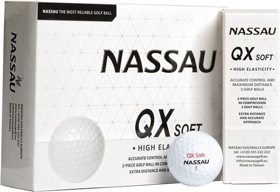 Nassau qx soft - golfballen - 12 stuks - wit