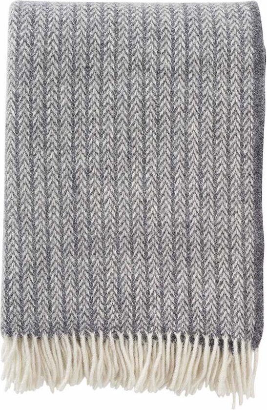 Klippan - Plaid eco laine Otis gris-blanc. Dimension 200x130cm