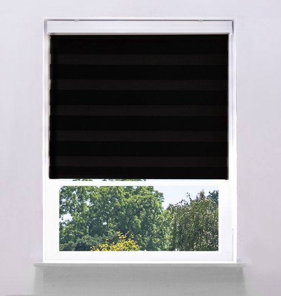 Duo Rolgordijn Lichtdoorlatend Zwart op maat gemaakt - 118x175cm