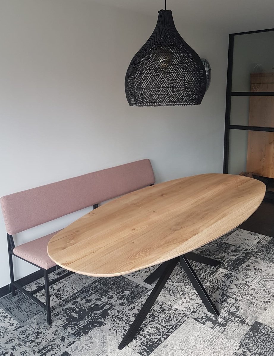 Jason's WOOD - DEENS ovale eettafel met matrix-poot 180 x 85 | bol.com