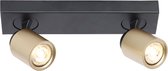 Moderne plafondspot Razza | 2 lichts | goud / zwart | metaal | 32 x 8 cm | hal / woonkamer / eetkamer lamp | modern / strak design