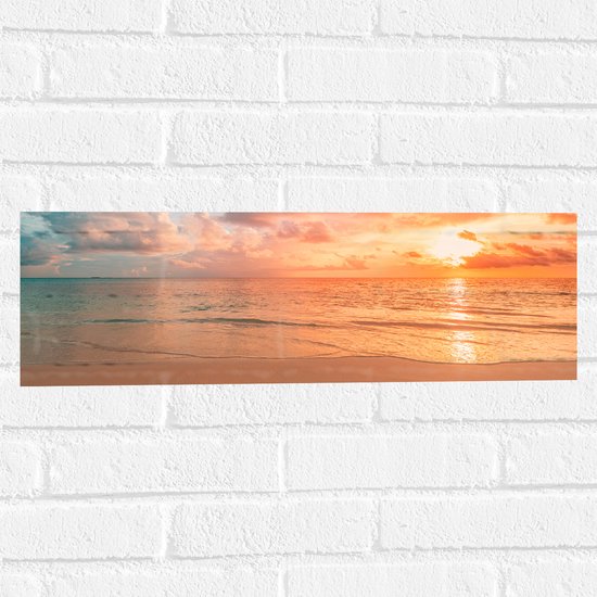 Muursticker - Oceaan met Prachtige Zonsondergang en Brede Horizon - 60x20 cm Foto op Muursticker