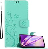 Cadorabo Hoesje voor Honor 20 / 20S / Huawei NOVA 5T in BLOEMEN TURKOOIS - Beschermhoes in bloemmotief met magnetische sluiting, standfunctie en kaartsleuven Book Case Cover Etui