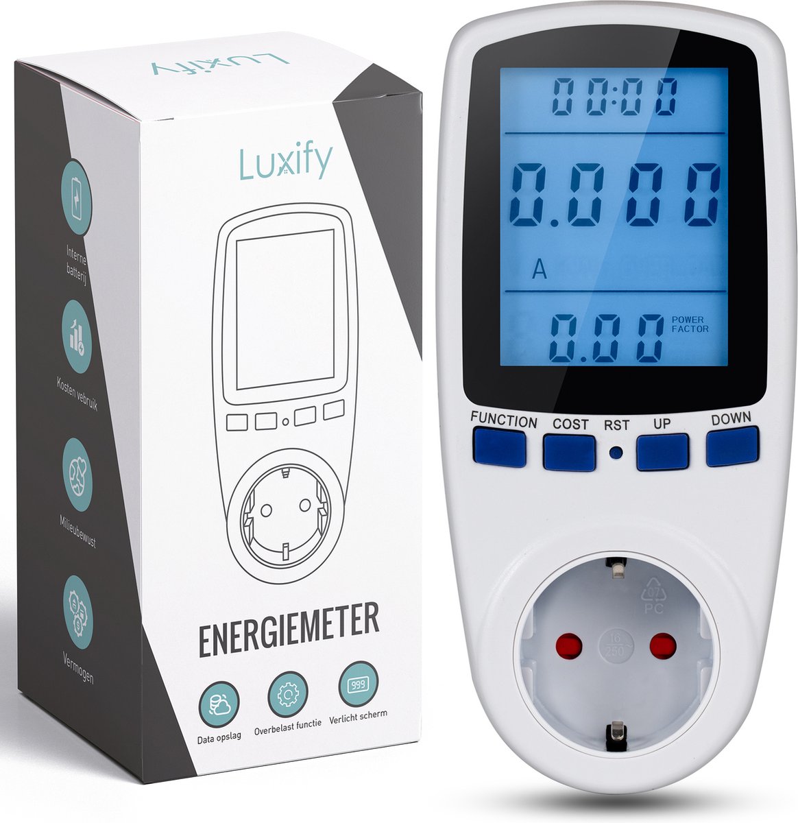 Luxify Energiemeter NL - Elektriciteitsmeter - P1 Meter – Multimeter – kWh Meter - Stroom meter - Verlicht Beeldscherm - Nederlandse Handleiding
