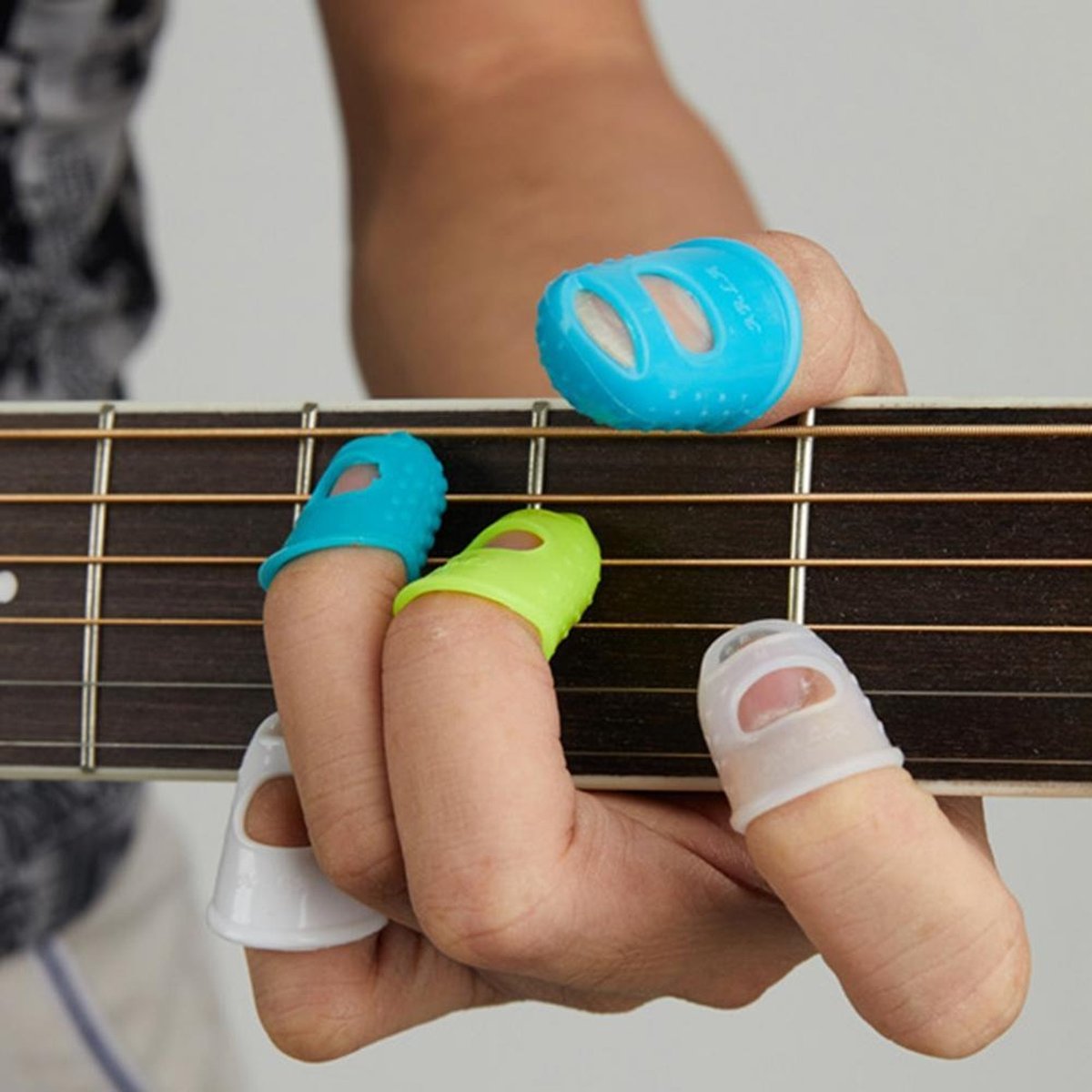 4 pièces/ensemble Silicone guitare Protection du bout des doigts
