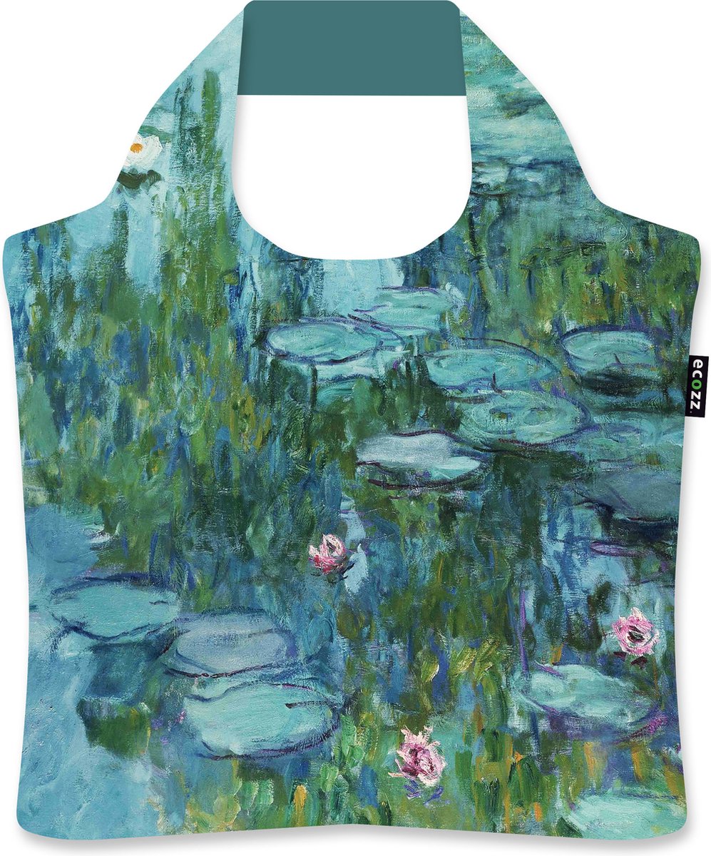 Ecozz - Claude Monet - Waterlelies - Waterlilies - 100% gerecycled (rPet) – Öko-Tex - Voorzien van rits - Afsluitbaar - Opvouwbare boodschappentas - Waterresistant – Shopper - Ecovriendelijk - Duurzaam - Ecoshopper