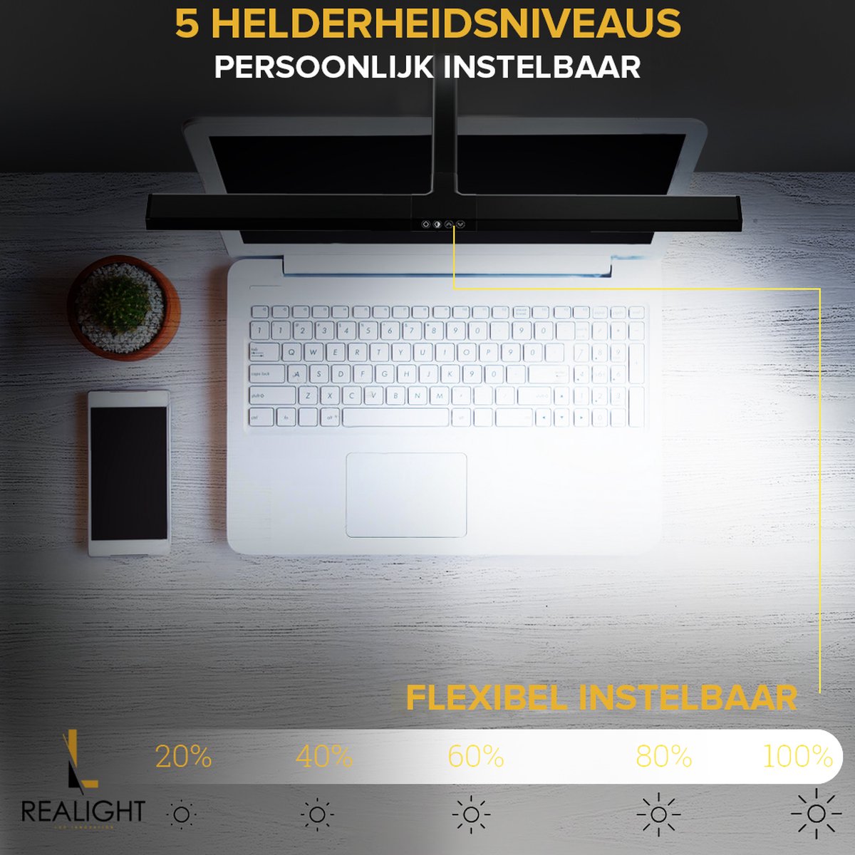 Realight Bureaulamp – 80cm LED Daglicht Dimbaar thumbnail 2