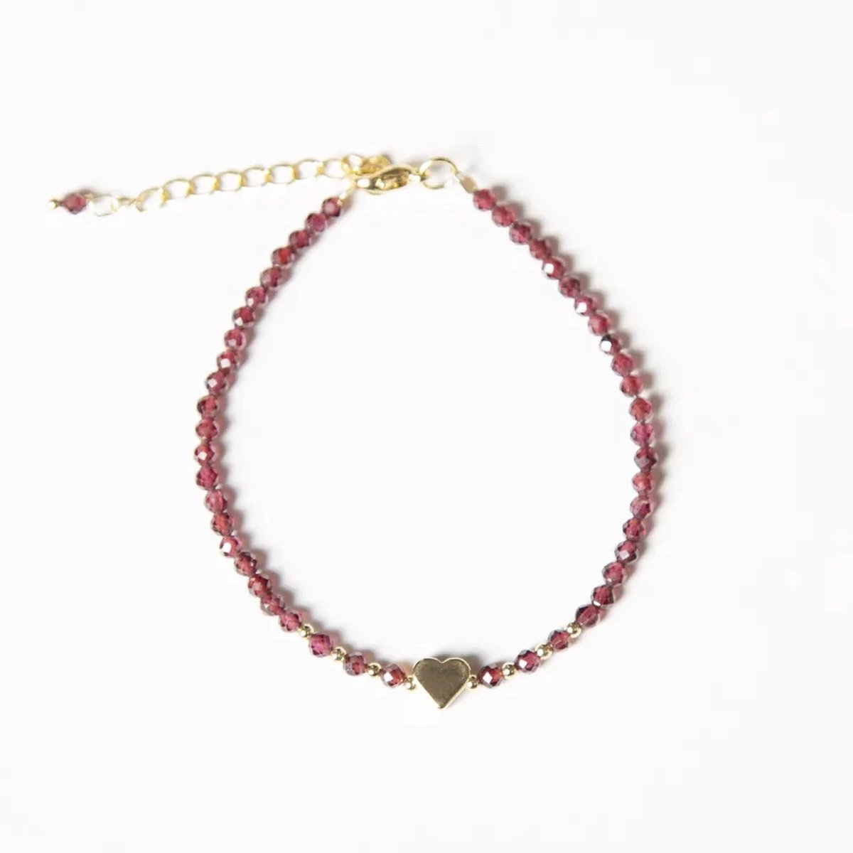 Dear Lune - Bracelet Garnet - Armband - Edelstenen - Kralen - Hartje - Valentijns - Moederdag - Cadeautip