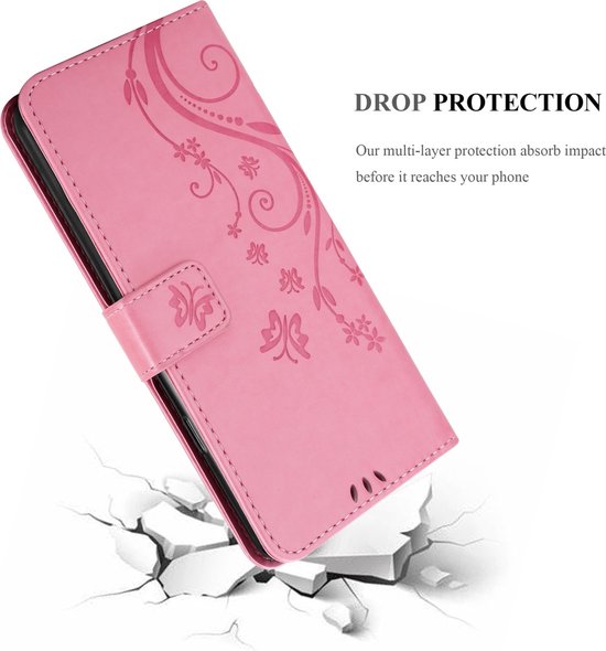 Coque Cadorabo pour Xiaomi POCO X3 GT en ROSE FLORAL - Coque de protection à motif floral avec fermeture magnétique, fonction support et fentes pour cartes