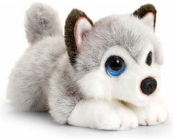 foto van Keel Toys Husky hond - grijs/wit - pluche knuffel dieren - 25 cm - speelgoed - cadeau - honden