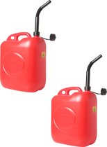 2x stuks jerrycans/benzinetanks 20 liter rood - Voor diesel en benzine - Brandstof jerrycan/benzinetank