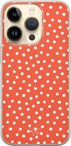 Coque iPhone 14 Pro - Pois Oranje - Coque souple pour téléphone - Pois - Oranje