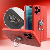 Multimedia & Accessoires Ring Vingergreep Back Cover Case Hoesje met Camera Bescherming geschikt voor Apple iPhone 13 - Rood – TPU – Harde Plastic - Schokabsorberend - Schokbestendig – met Stand