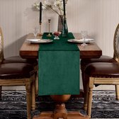 SEASHORE TREE Hoogwaardige tafelloper, tafellinnen, effen, onderhoudsvriendelijk, tafelloper, fluweel, kleur en maat naar keuze, donkergroen, 35 x 180 cm