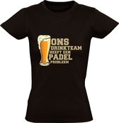 Padel drinkteam Dames T-shirt | sport | bier | zuipen | drank | kroeg | grappig | Zwart