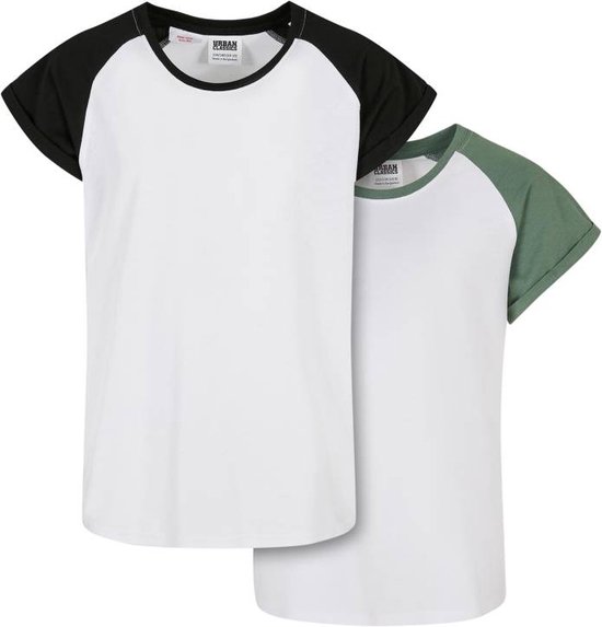 Urban Classics - Contrast Raglan Kinder T-shirt - Kids 122/128 - Wit