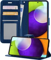 Hoesje Geschikt voor Samsung A52/A52s 5G Hoesje Book Case Hoes Portemonnee Cover Walletcase - Hoes Geschikt voor Samsung Galaxy A52/A52s 5G Hoes Bookcase Hoesje - Donkerblauw.