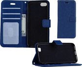 Hoesje Geschikt voor iPhone SE 2020 Hoesje Book Case Hoes Portemonnee Cover Walletcase - Hoes Geschikt voor iPhone SE (2020) Hoes Bookcase Hoesje - Donkerblauw