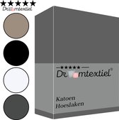 Droomtextiel Luxe Hoeslaken Glad Katoen Antraciet Eenpersoons 80x200 cm - Hoogwaardige Kwaliteit - 100% Katoen