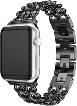 LunaLux® - Bandje geschikt voor Apple Watch - 38/40 mm - Zwart - Geschikt voor iWatch 1,2,3,4,5,6,7,8,SE - Roestvrij staal