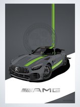 Mercedes AMG Pro op Poster - 50 x 70cm - Auto Poster Kinderkamer / Slaapkamer / Kantoor
