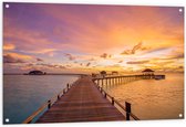 Tuinposter – Zonsondergang op het Water en Paradijs op de Maldiven - 120x80 cm Foto op Tuinposter (wanddecoratie voor buiten en binnen)
