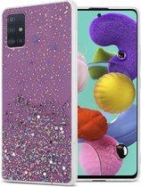 Cadorabo Hoesje geschikt voor Samsung Galaxy A51 4G / M40s in Paars met Glitter - Beschermhoes van flexibel TPU silicone met fonkelende glitters Case Cover Etui