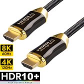 Qnected® HDMI 2.1 kabel 0,5 meter - Ultra High Speed - 4K 120Hz & 144Hz, 8K 60Hz Ultra HD - PS5, Xbox Series X & S - Charcoal Black