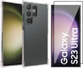 Hoesje geschikt voor Samsung Galaxy S23 Ultra - Screen Protector FlexGuard - Back Cover Case ShockGuard Transparant & Screenprotector