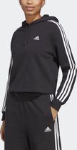 adidas Sportswear Essentials 3-Stripes French Terry Crop Hoodie - Dames - Zwart- XL