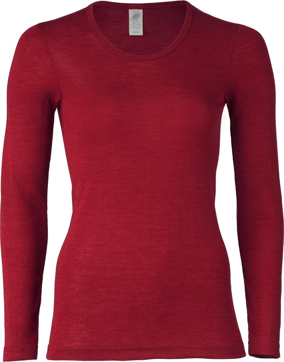 Engel Natur Dames Shirt Lange Mouw Zijde Merino Wol GOTS - wol bordeauxrood 46/48xl