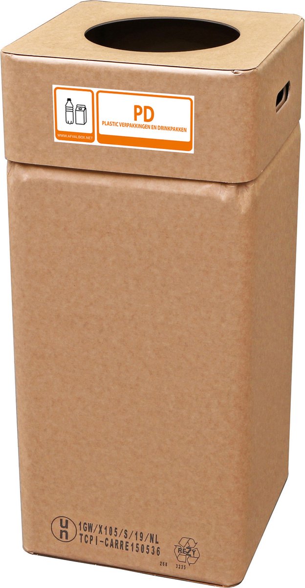 Goedkoopste Afvalbak karton, Afvalbox Plastic verp. & Drinkpakken hoog 80 cm