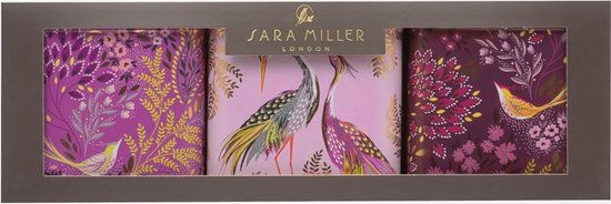 Sara Miller London - Set van 3 Bewaarblikken Haveli Garden - Vierkant - Roze - Blik - 10,5 x 10,5 x 10,5 cm