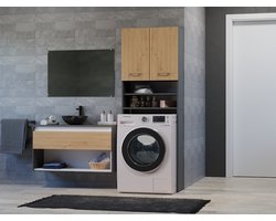 Wasmachine Opbouw-Antraciet Eikenkleur -Wasmachine/Wasdroger meubel
