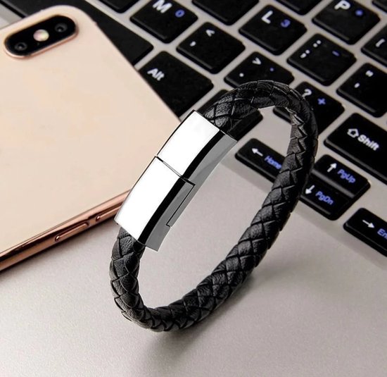 Bracelet chargeur USB en cuir tressé, câble de charge USB, iPhone 13, 12,  11, téléphone portable Android, cadeau, nouveau design - AliExpress