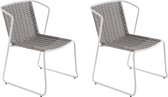 NATERIAL - Set de 2 chaises de jardin LIVIA - 2 x fauteuils de jardin - 63,5 x 58 x 80,5 cm - Empilables - Chaises de terrasse - Chaises de salle à manger - Aluminium - Polyester - Wit/ Grijs - Chaise de jardin - Chaise empilable