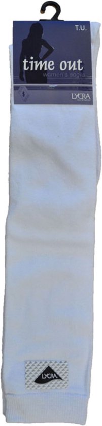 Dames KNIEKOUS - wit- 6 paar - one size - losse elastiek - 78% katoen - chaussettes socks