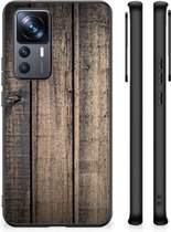 Leuk TPU Back Cover Xiaomi 12T | 12T Pro Telefoon Hoesje met Zwarte rand Steigerhout