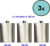 Hip Flask - Flat Finch - Field Flask - 100 ml - 3 Pièces
