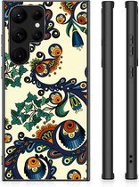 Telefoonhoesje met Naam Geschikt voor Samsung Galaxy S23 Ultra Hoesje maken met Zwarte rand Barok Flower