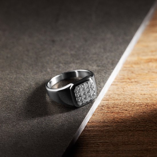 Lucardi - Chevalière pour homme en argent avec pierres de zircone