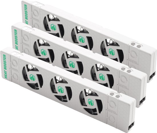 Heatbooster Radiator Ventilator Triple-set – Universeel - Geschikt voor standaard, smalle en enkelplaats radiatoren en convectoren - Magnetisch -  Geruisloos - Ultrazuinig