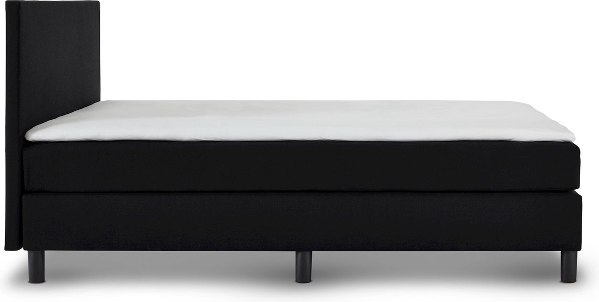 Beddenreus Basic Box Lowen vlak met gestoffeerd matras - 140 x 200 cm - zwart
