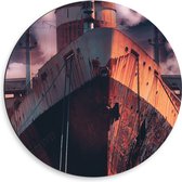 WallClassics - Dibond Muurcirkel - Voorkant van Vrachtschip - 50x50 cm Foto op Aluminium Muurcirkel (met ophangsysteem)