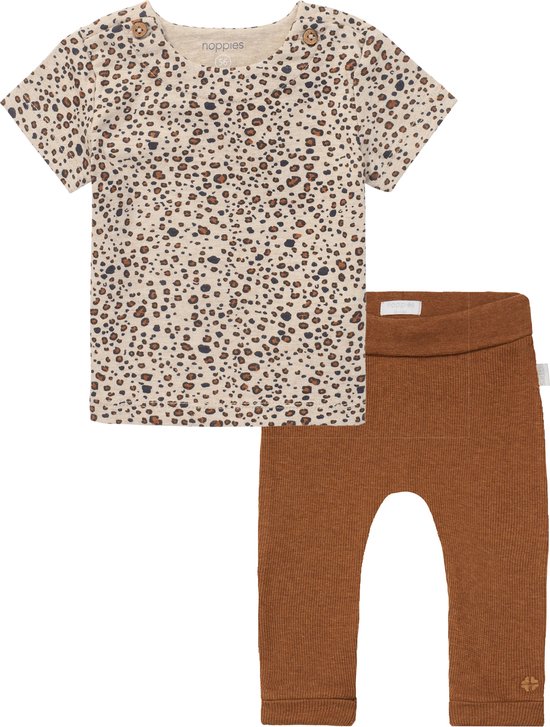 Noppies - Kledingset - 2delig - Broek Naura Chipmunk - Shirt Stanley Sand Melange korte mouw - Maat 50