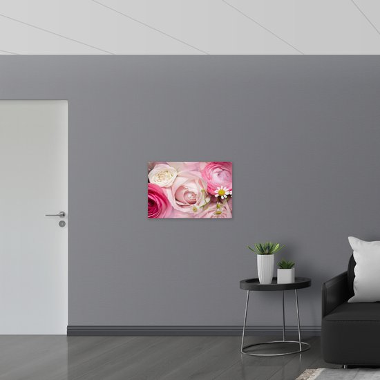 PVC Schuimplaat- Groepje Verschillende Soorten en Kleuren Bloemen op een Hoop - 75x50 cm Foto op PVC Schuimplaat
